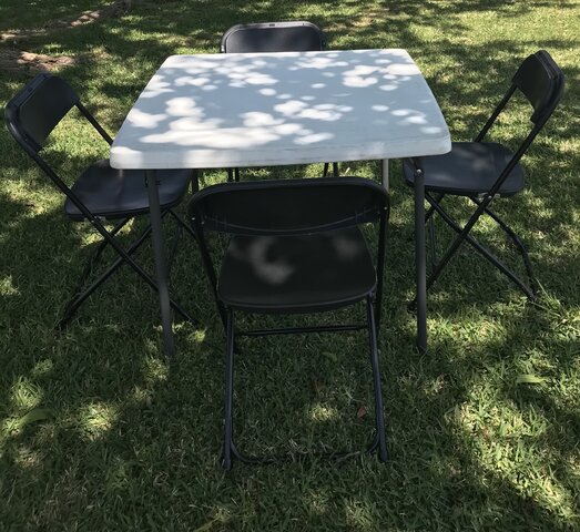 Card Table with 4 Black Chairs Set