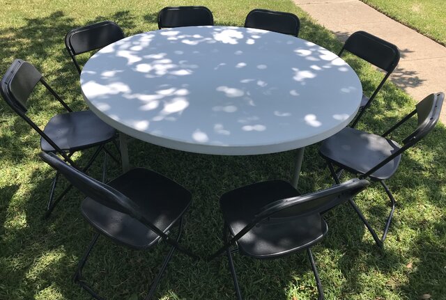 60 in. Round Table with 8 Black Chairs Set