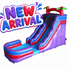 19 FT Purple Palm Splash Water Slide