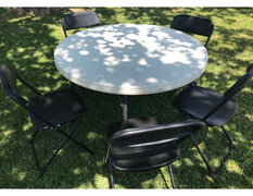  48 in. Round Table with 5 Black Chairs Set