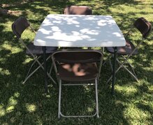 Card Table with 4 Brown Chairs Set