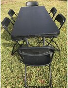  6 ft. Black Table with 6 Black Chairs Set