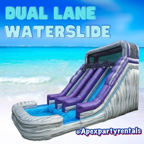 18ft Grey and Purple Double lane waterslide