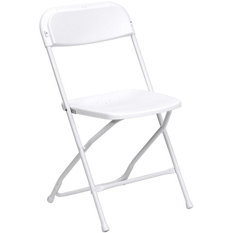 white plastic chairs