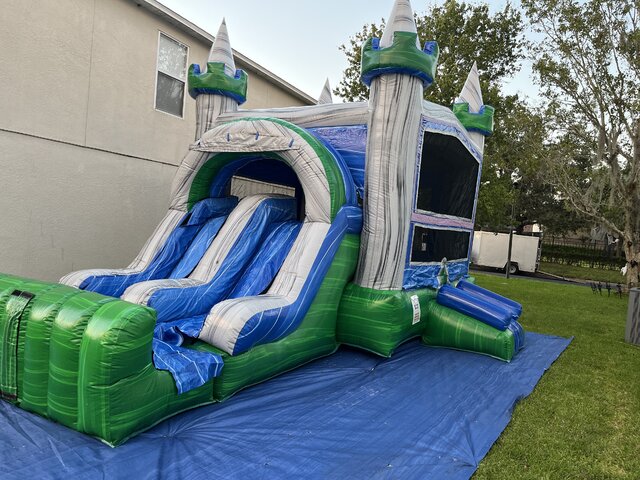 Emerald and Aqua Blue Dry Bounce House