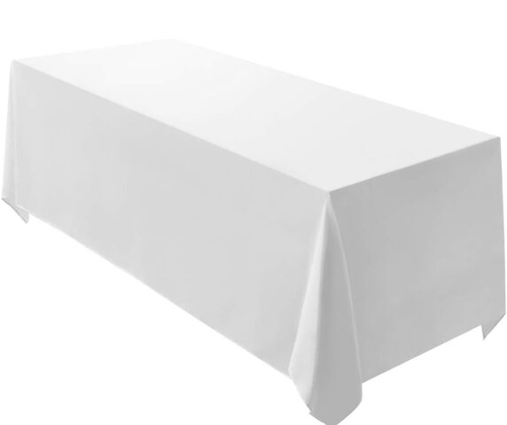 8FT WHITE RECTANGULAR TABLECLOTH 90x132