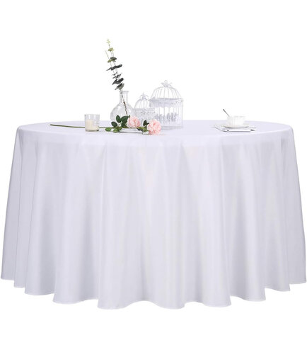 White Tound Tablecloth 108 Inch 
