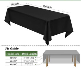 BLACK RECTANGULAR TABLECLOTH 60x126