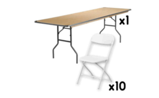 1 Rectangular Table + 10 (adult) chairs