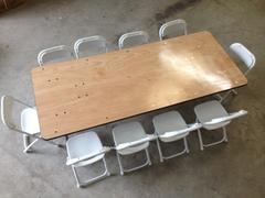 6 foot rectangular children table with 10 children chairs (renter to setup)