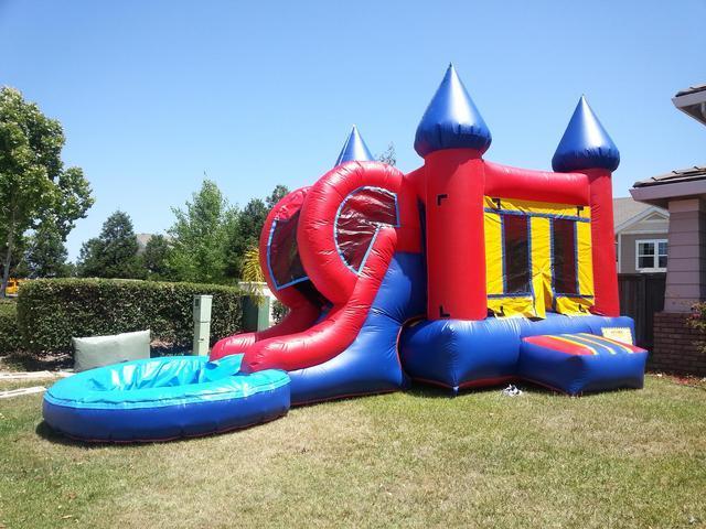 Red Castle Combo slide with pool. Wet or Dry Slide.