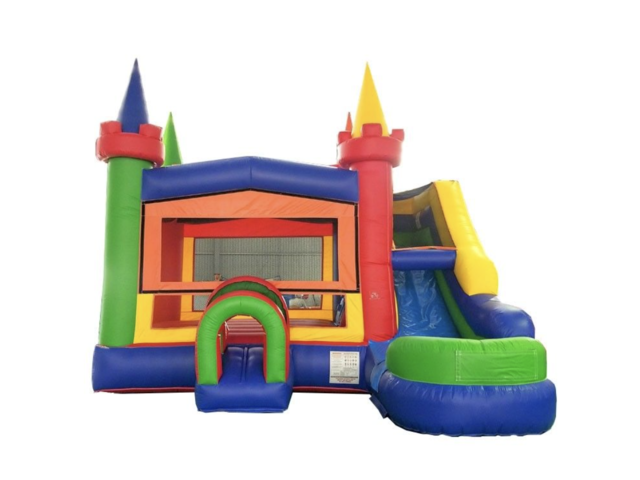 Rainbow Castle Bounce House with Slide