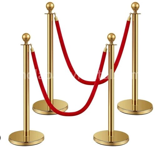 Stanchion Set of 4 Poles 2 Red Ropes