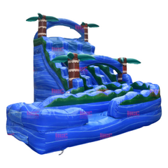 22ft Blue Hurricane Water Slide - Dual Lane