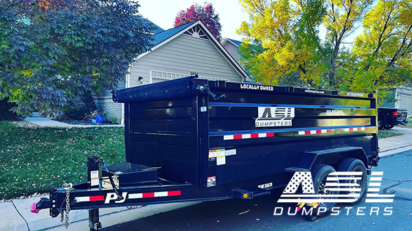 A15-yard dump trailer is available for rent from ASL Dumpsters, offering convenient waste removal in Denver and surrounding cities.