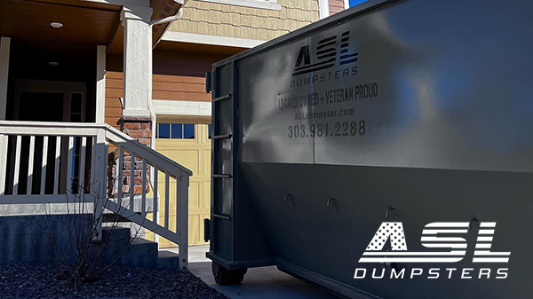 Large 20-yard dumpster rental for construction debris or major cleanouts, available from ASL Dumpsters