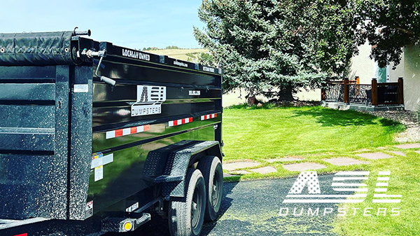 Large 20-yard dumpster rental for construction debris or major cleanouts, available from ASL Dumpsters.