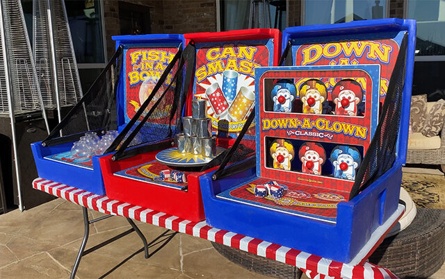 3-Game Home Carnival rental item shown on an outside patio.
