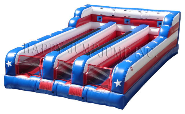 patriotic 3-lane bungee run rental for parties in Austin Texas from Austin Bounce House Rentals