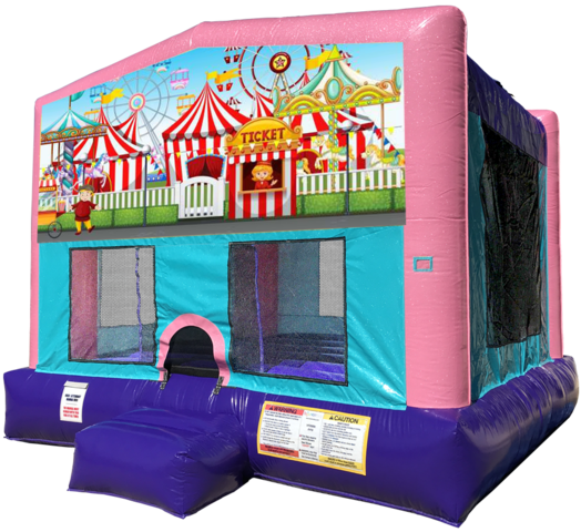 Carnival Sparkly Pink Bounce House Rentals in Austin Texas from Austin Bounce House Rentals 512-765-6071