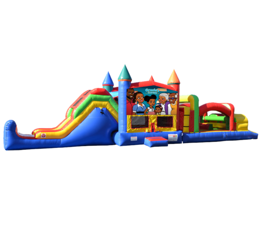 Gracie's Corner Super Duper Combo 5-in-1 inflatable rental outside view with no background