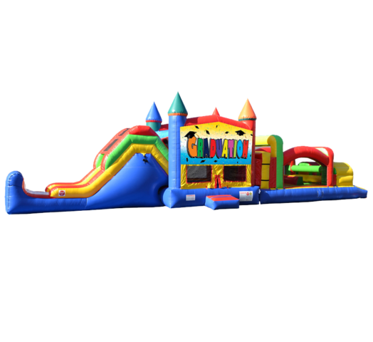 Graduation Kids Super Duper Combo 5-in-1 inflatable rental outside view with no background