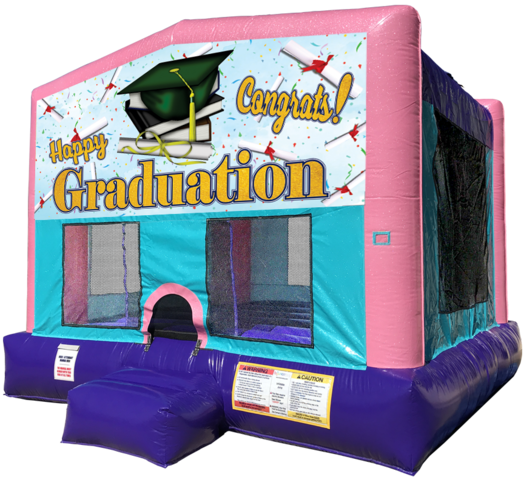 Graduation Pink Sparkly Bounce House Rentals in Austin Texas from Austin Bounce House Rentals