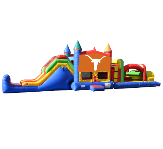 Longhorns Super Duper Combo 5-in-1 inflatable rental outside view with no background