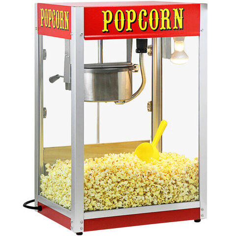 A popcorn machine on a white background.