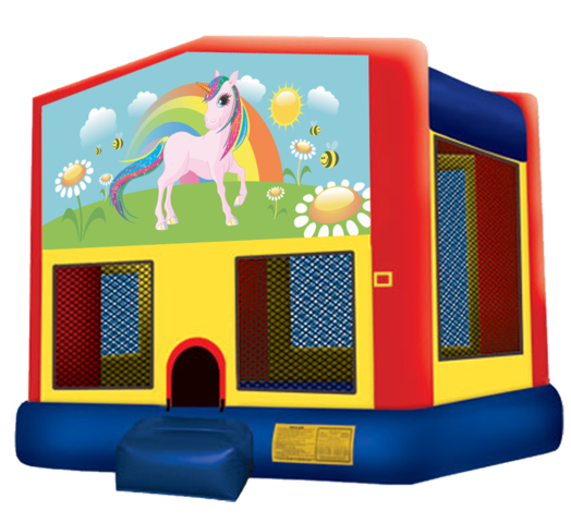 Rainbow Unicorn Bounce House rentals in Austin Texas from Austin Bounce House Rentals