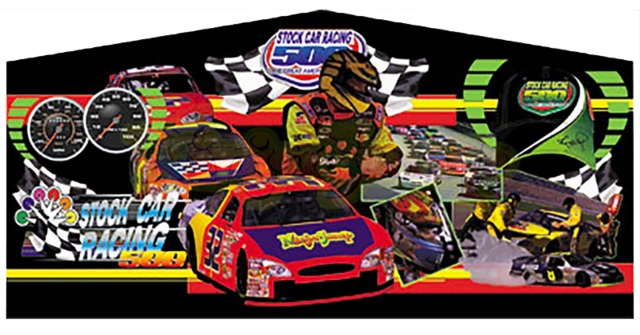 Stock Car Racing banner for inflatable rentals in Austin Texas from Austin Bounce House Rentals