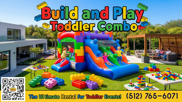 Build and Play Toddler Combo straight shot in backyard with toddlers and parents playing.