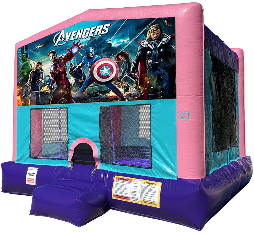 Avengers Sparkly PInk Bounce House Rentals in Austin Texas from Austin Bounce House Rentals