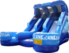 Blue Double Crush Water Slide Rental in Austin Texas from Austin Bounce House Rentals