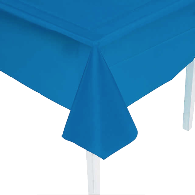 Blue Plastic Table Covers sold in Austin Texas from Austin Bounce House Rentals
