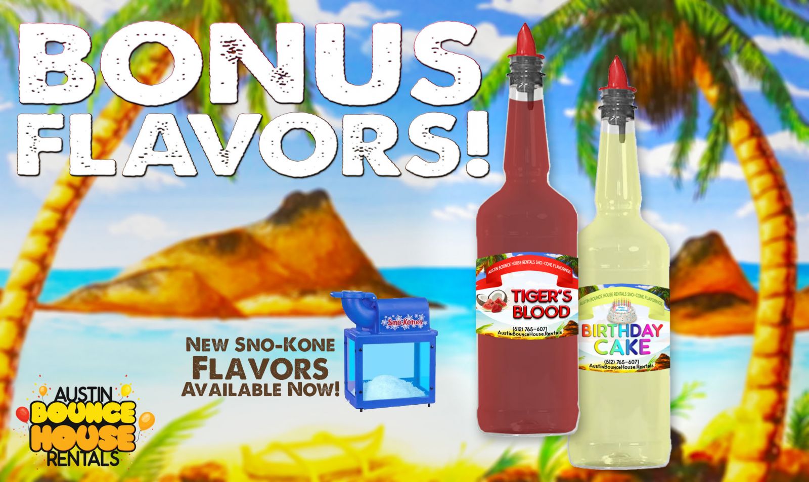 Bonus Sno-Cone Flavors from Austin Bounce House Rentals in Austin Texas