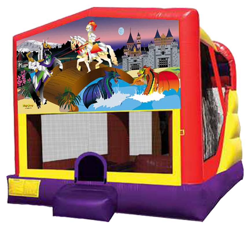Knights + Dragons XL Combo 4-in-1 bouncer slide rentals in Austin Texas from Austin Bounce House Rentals
