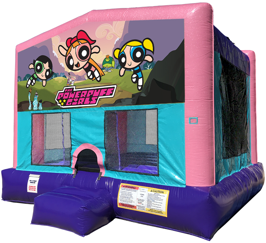 Pow R Puff Girls Sparkly Pink Bounce House rentals in Austin Texas from Austin Bounce House Rentals