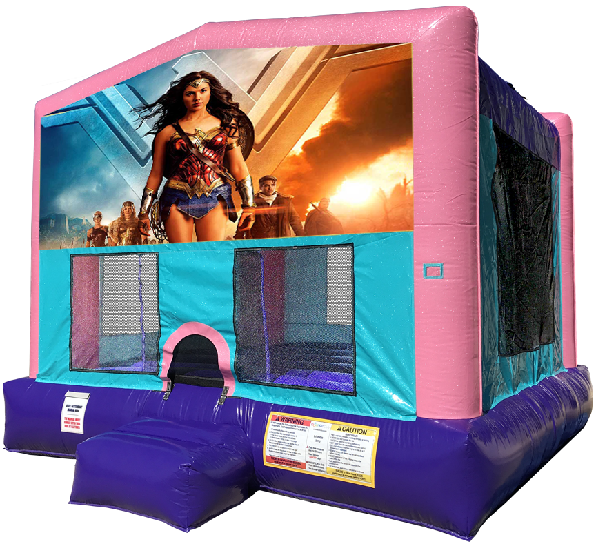 Wonder Woman Sparkly Pink Bounce House Rentals in Austin Texas from Austin Bounce House Rentals