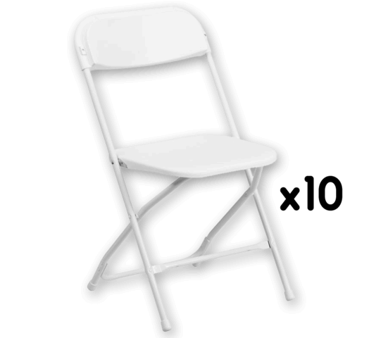 10 White Folding Chairs