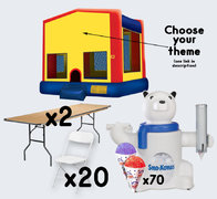 Bounce House + Sno-Cone with 2 Tables + 20 Chairs (adult)