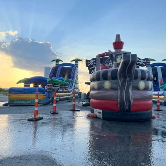 Inflatable rentals setup outdoors in Austin, TX