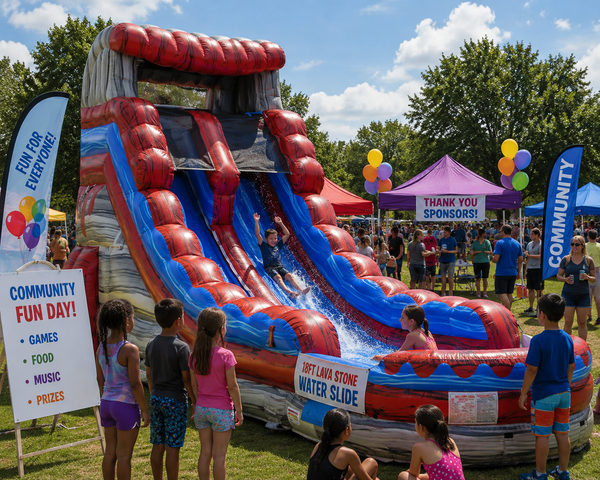 18ft Lava Stone water slide rental in Hutto TX - Jump Around Party Rentals