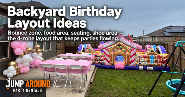 Backyard birthday party layout ideas for bounce house parties - Jump Around Party Rentals