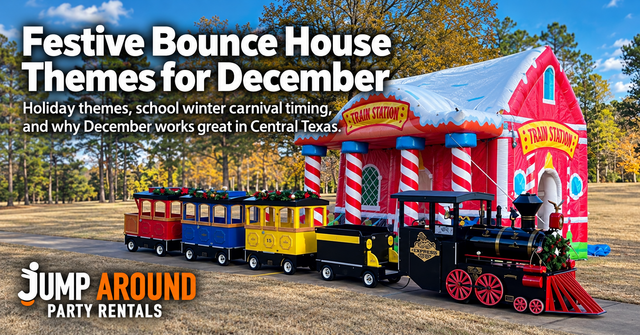 Festive December bounce house themes for Greater Austin TX - Jump Around Party Rentals