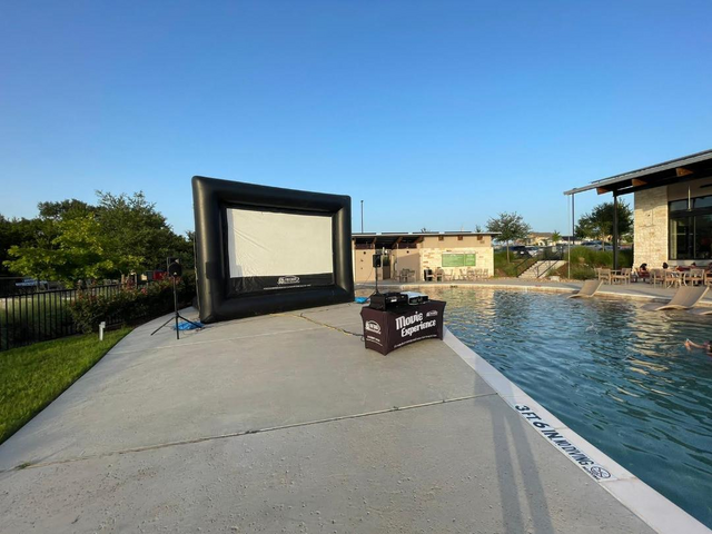 Inflatable outdoor movie screen rental for backyard movie nights in Greater Austin - Jump Around Party Rentals