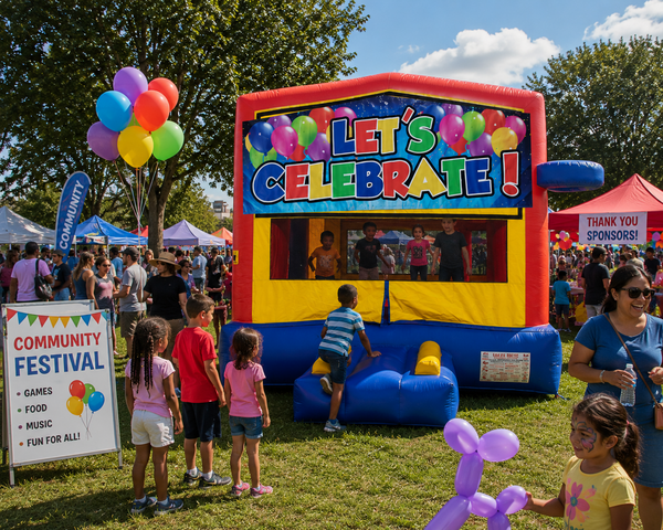 Let's Celebrate bounce house rental at a Hutto TX birthday party - Jump Around Party Rentals