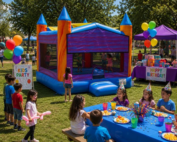Marble Castle bounce house rental at a Georgetown TX birthday party - Jump Around Party Rentals