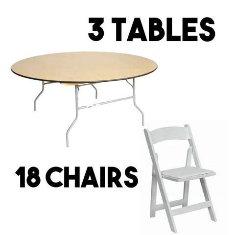 3- 48in Round Table 12 Formal Chairs