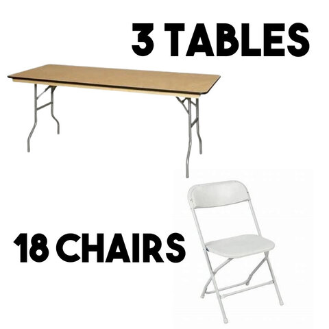 Table and shop chair rental cost